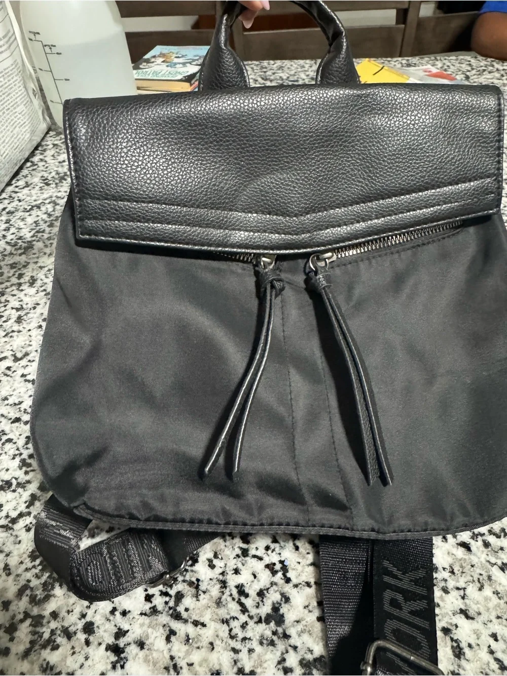 Black Botkier New York Nylon and Leather Backpack - Sporty Everyday Carry